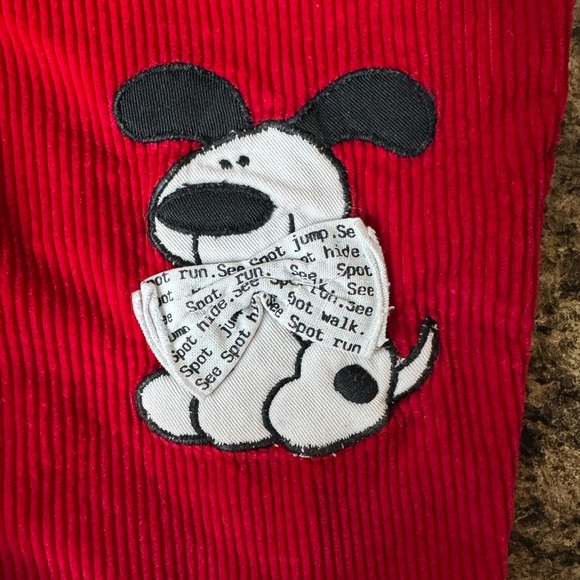 Vintage Carter’s Corduroy Baby Overalls 3–6 Months Red Dog Patch - Picture 4 of 8